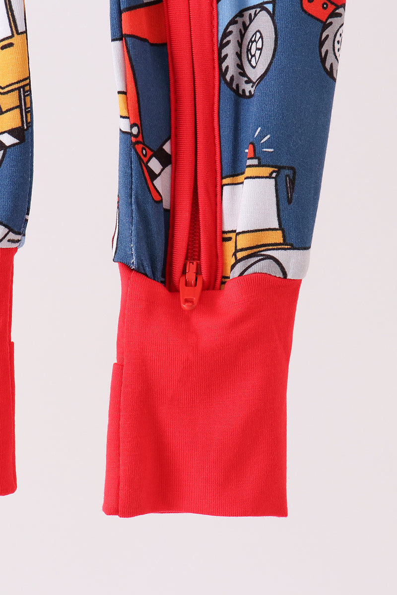 Tractor print bamboo romper