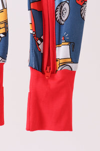 Tractor print bamboo romper