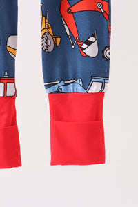 Tractor print bamboo romper