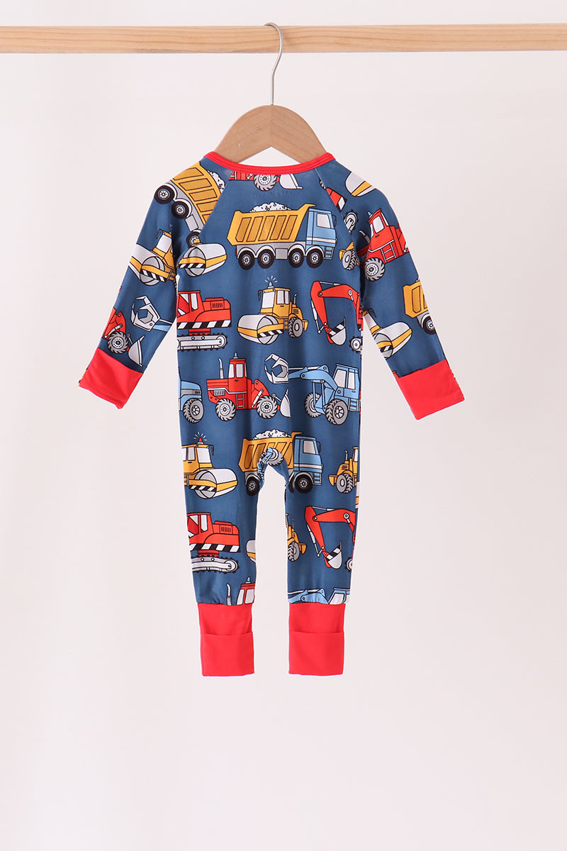 Tractor print bamboo romper