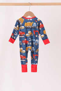 Tractor print bamboo romper
