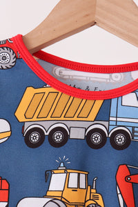 Tractor print bamboo pajama set