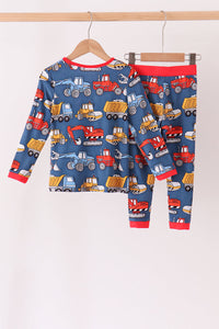 Tractor print bamboo pajama set