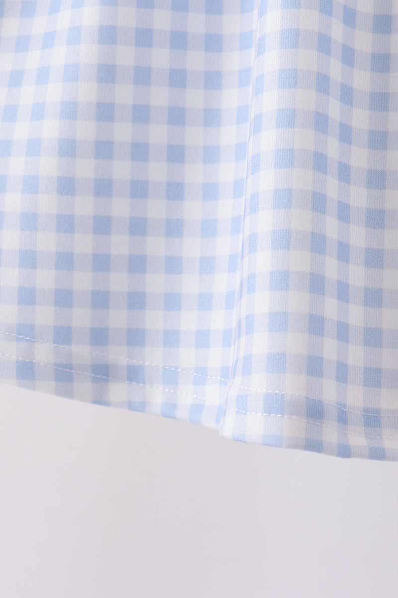Ghost embroidery gingham ruffle pants set