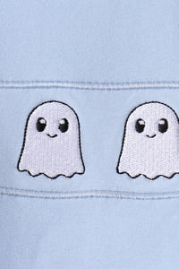Ghost embroidery gingham shorts set