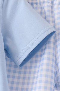 Ghost embroidery gingham shorts set