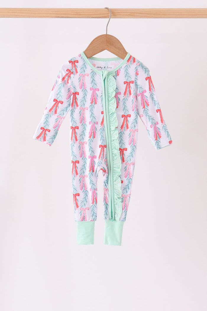 Christmas tree bamboo zipper romper