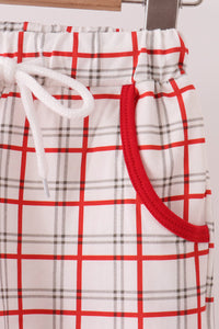 Santa Applique Plaid Pants Set