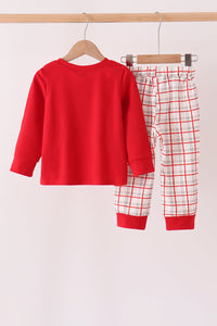Santa Applique Plaid Pants Set