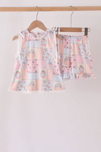 Pumpkin ruffle shorts set