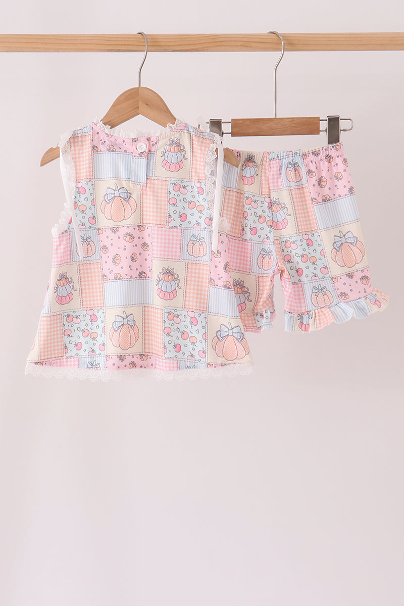Pumpkin ruffle shorts set