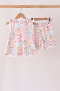 Pumpkin ruffle shorts set