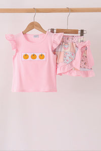 Pumpkin ruffle skorts set