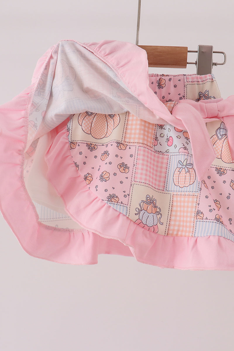 Pumpkin ruffle skorts set