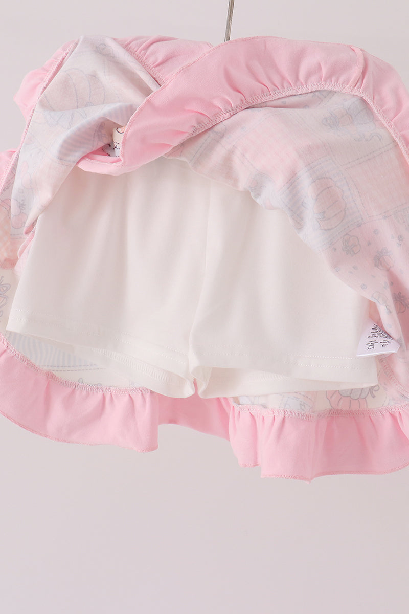 Pumpkin ruffle skorts set