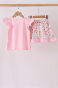 Pumpkin ruffle skorts set