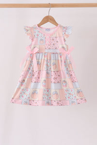 Pumpkin print ruffle dress