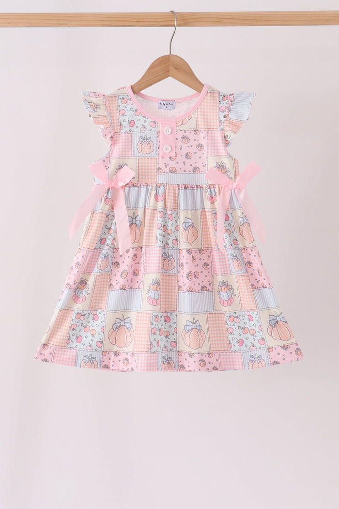 Pumpkin print ruffle dress