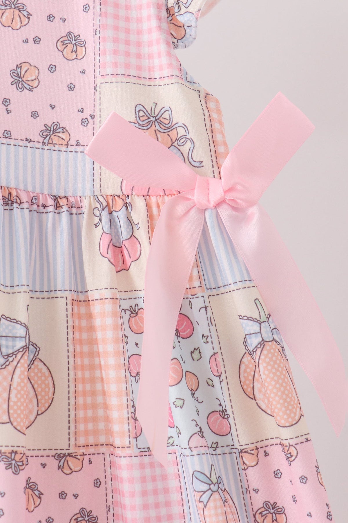 Pumpkin print ruffle dress