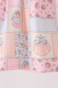 Pumpkin print ruffle dress