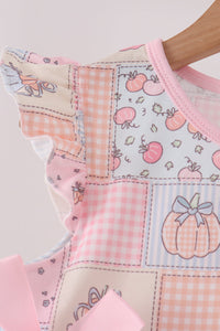 Pumpkin print ruffle dress