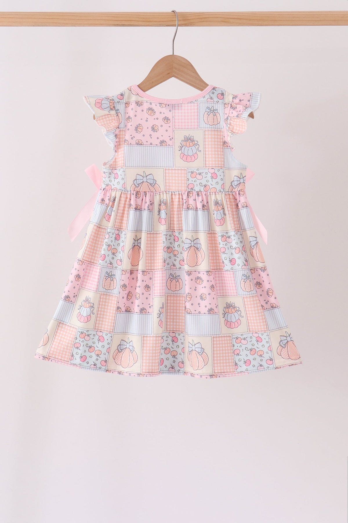 Pumpkin print ruffle dress