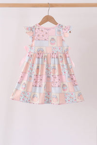 Pumpkin print ruffle dress