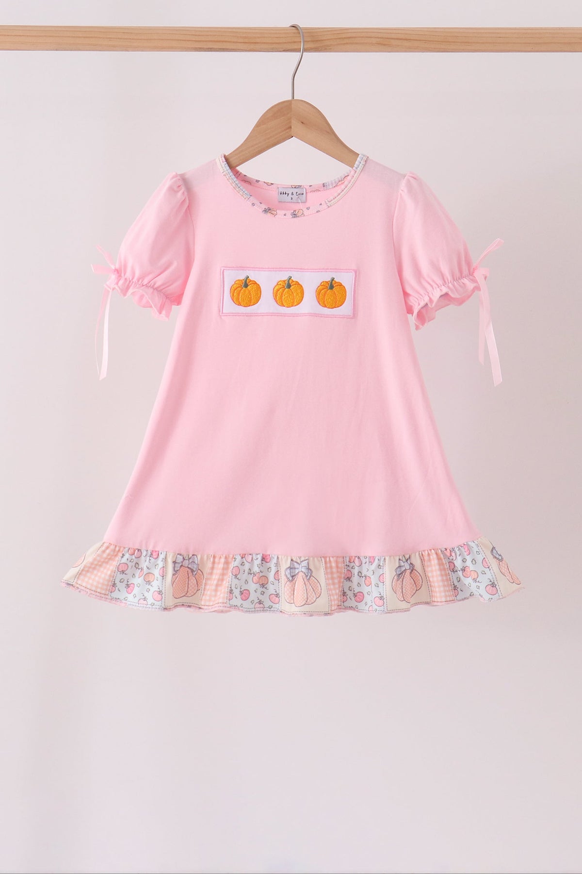 Pumpkin embroidery ruffle dress