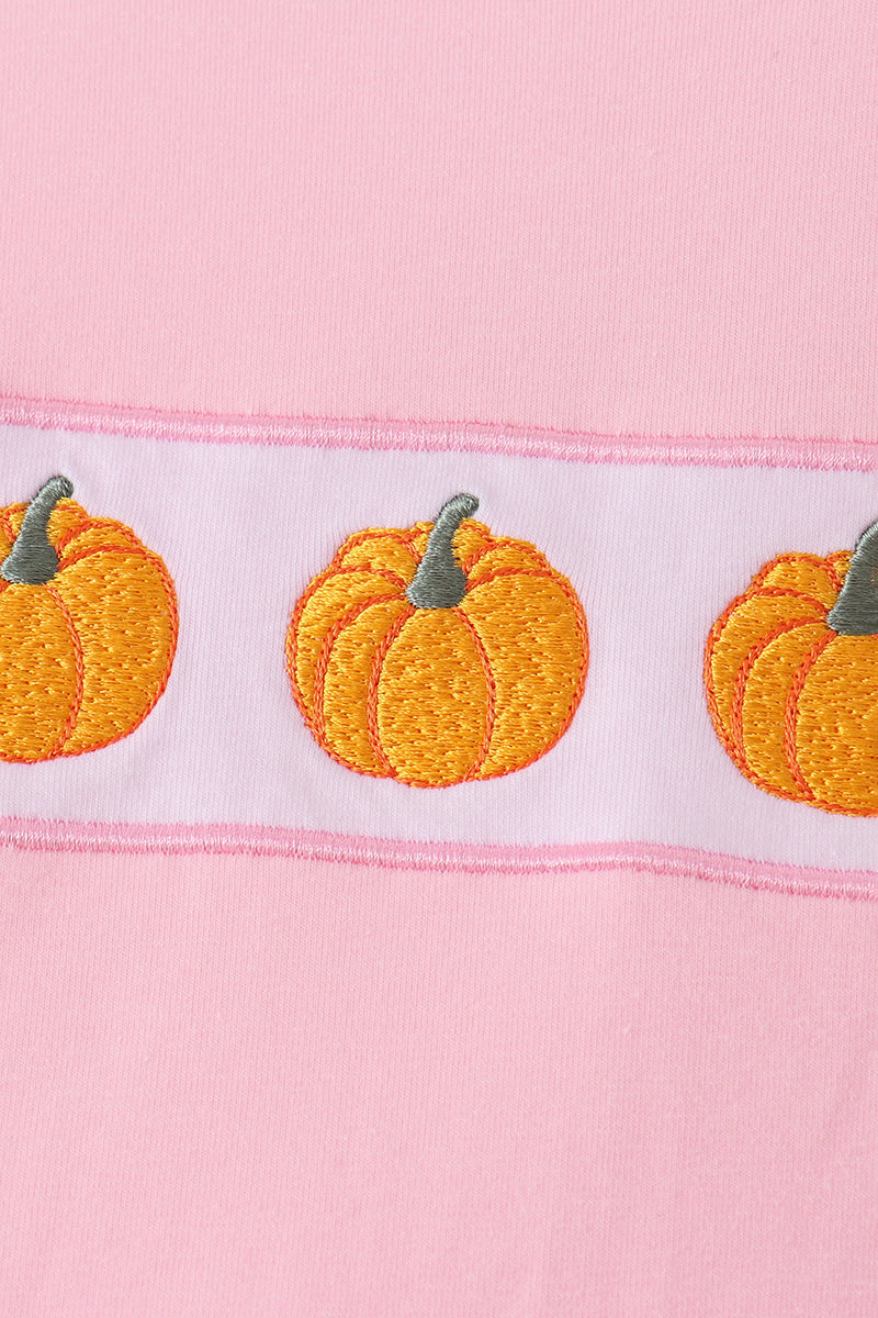 Pumpkin embroidery ruffle dress