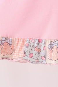 Pumpkin embroidery ruffle dress
