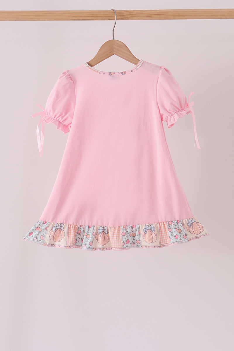 Pumpkin embroidery ruffle dress