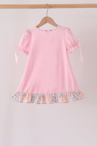 Pumpkin embroidery ruffle dress
