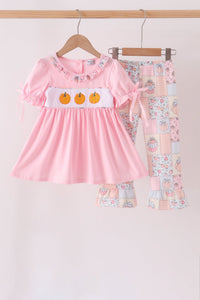 Pumpkin embroidery ruffle pants set