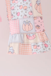 Pumpkin embroidery ruffle pants set