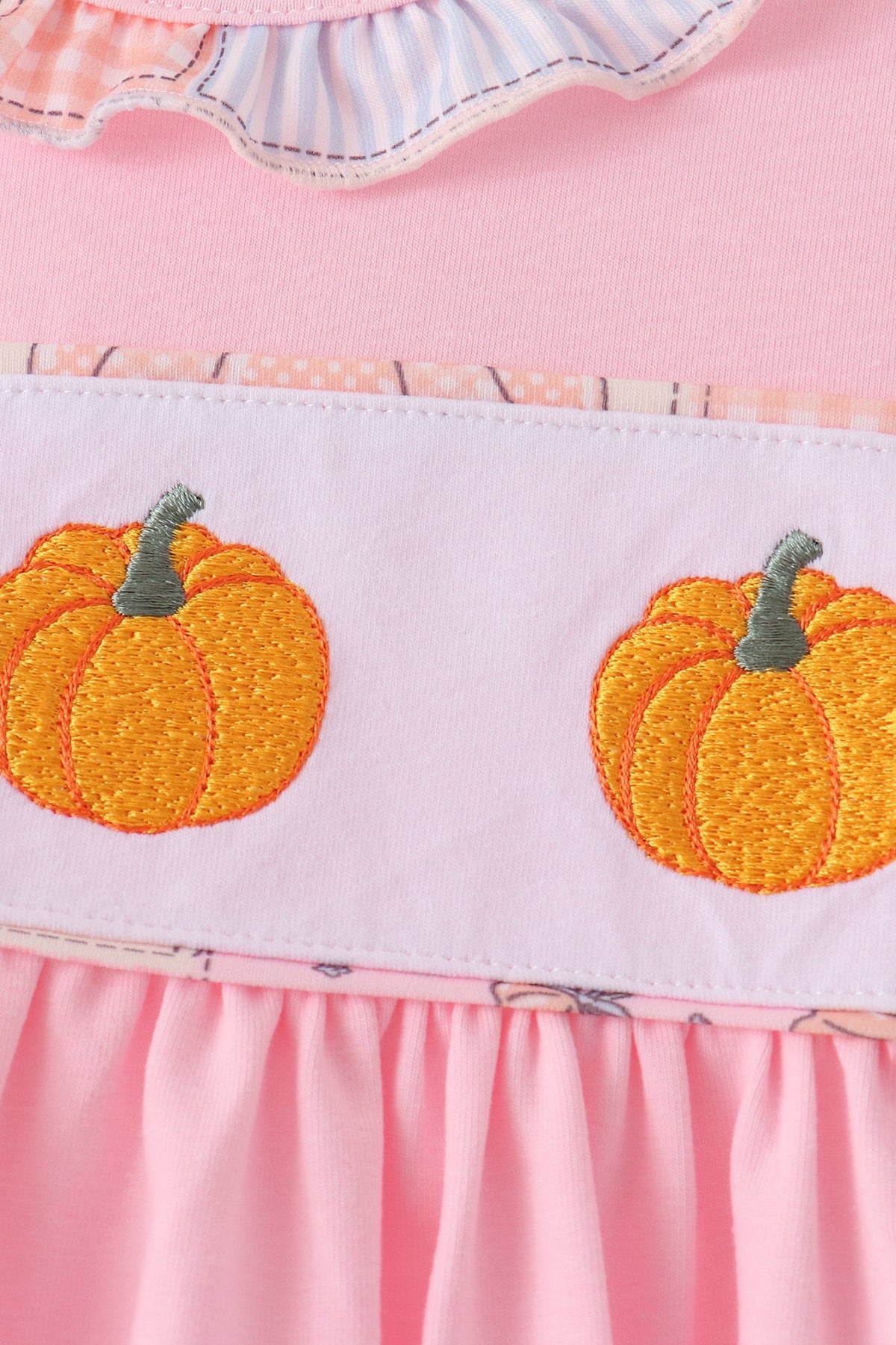 Pumpkin embroidery ruffle bloomer set