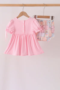 Pumpkin embroidery ruffle bloomer set