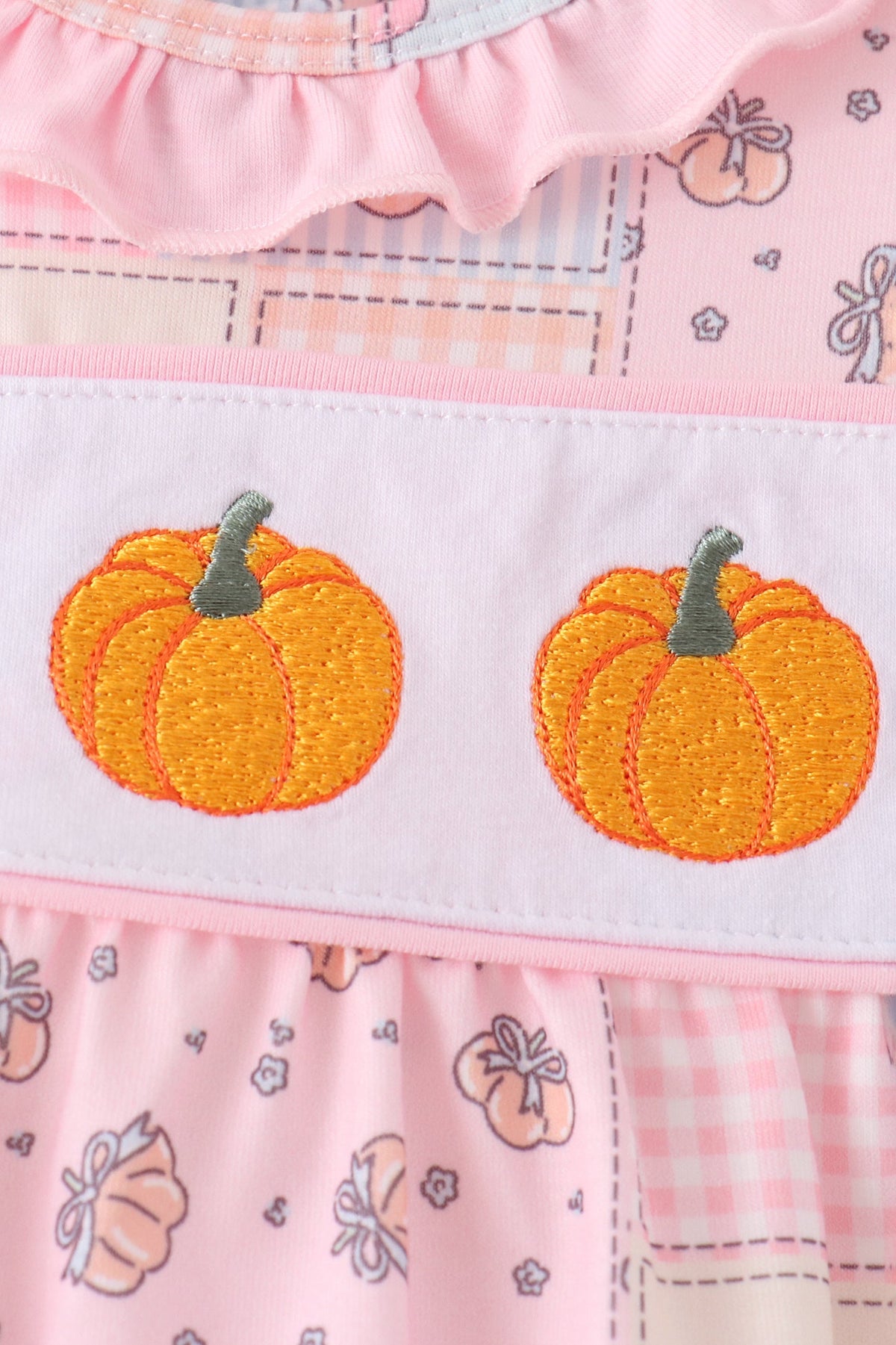 Pumpkin embroidery ruffle bubble