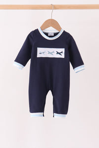 Airplane Embroidery Romper