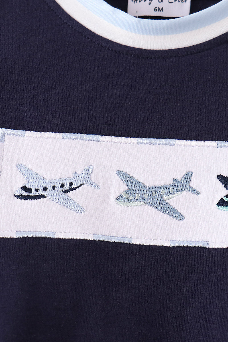 Airplane Embroidery Romper