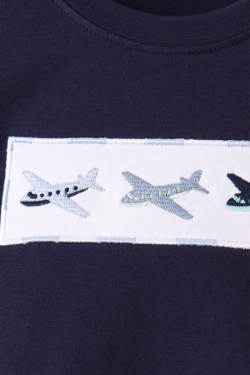 Airplane Embroidery Pants Set