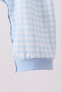 Train embroidery gingham romper