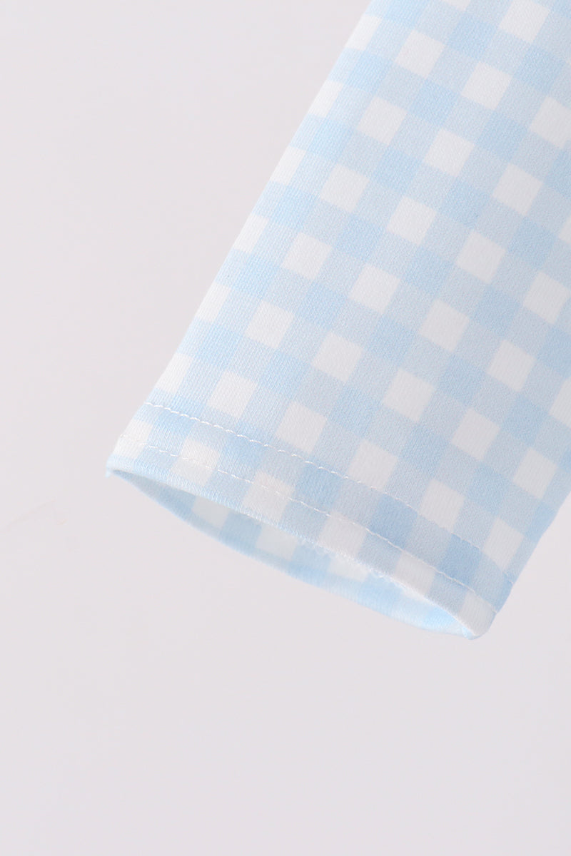 Train embroidery gingham romper