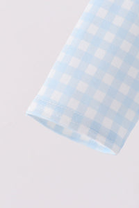 Train embroidery gingham romper