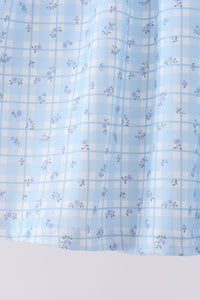 Blue bow embroidery pants set