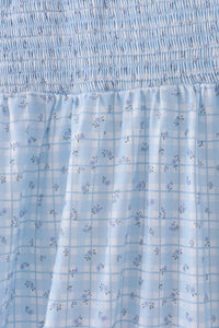 Blue floral smocked mom dress