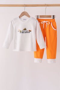 Construction vehicle embroidery jogger set
