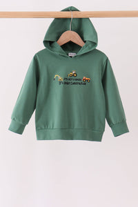 Construction vehicle embroidery hoodie