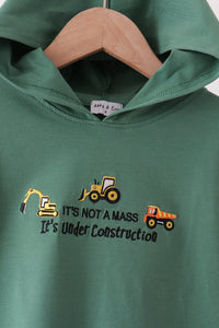 Construction vehicle embroidery hoodie