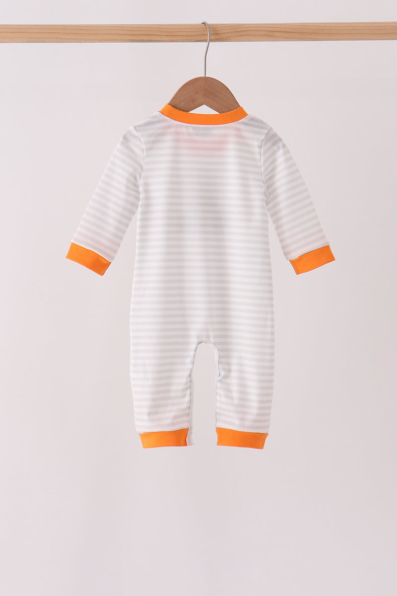 Construction vehicle embroidery romper
