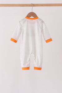 Construction vehicle embroidery romper